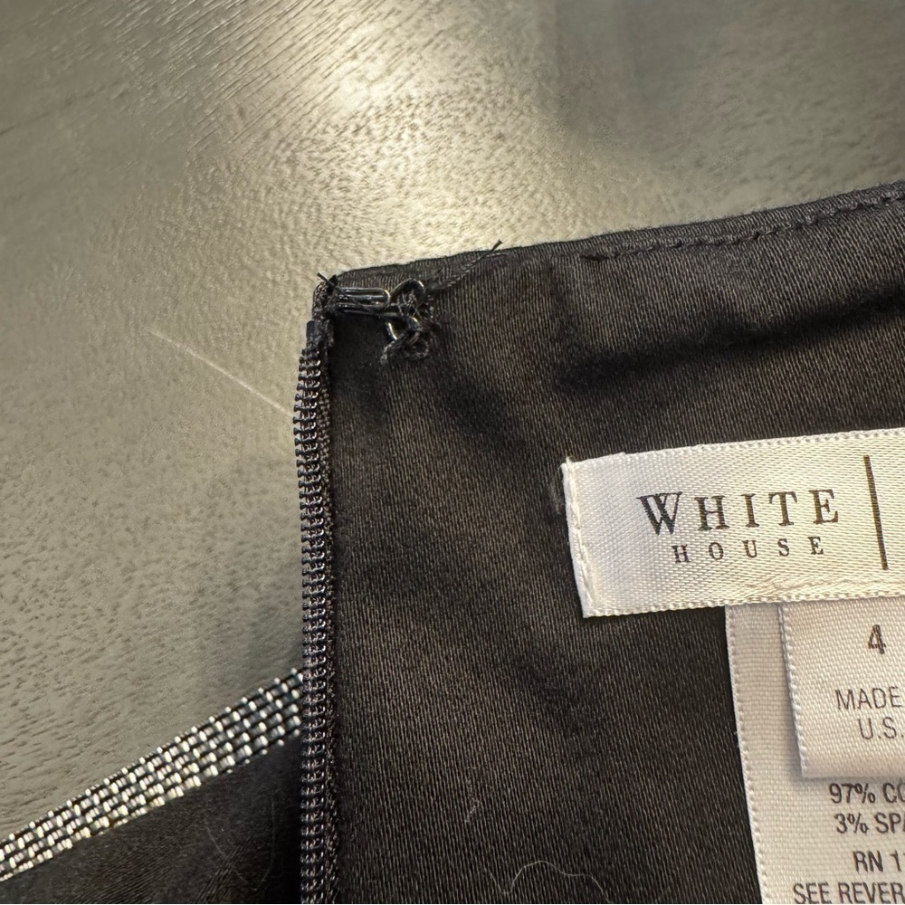 White House Black Market black sleeveless mini dress, white piping detail, 4. - Picture 9 of 10